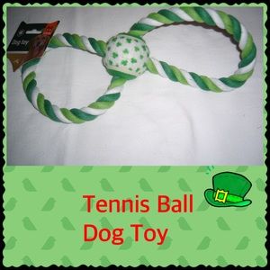 Twisted Rope With Shamrock Tennis Ball Dog Toy
